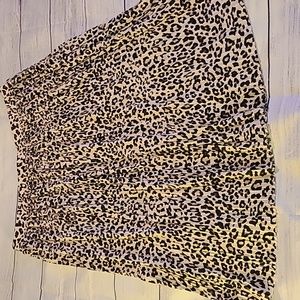 LIKE NEW H&M Leopard Print Pleated Midi Skirt